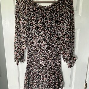 Black floral mini dress